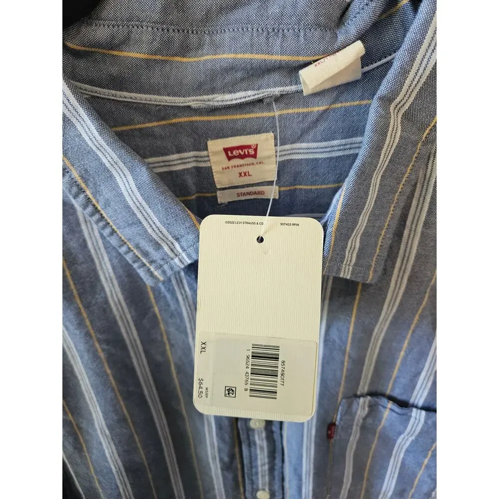 Levi's Long Sleeve Shirts Office Stripes Plaid Button Up Blue Green XXL Bundle